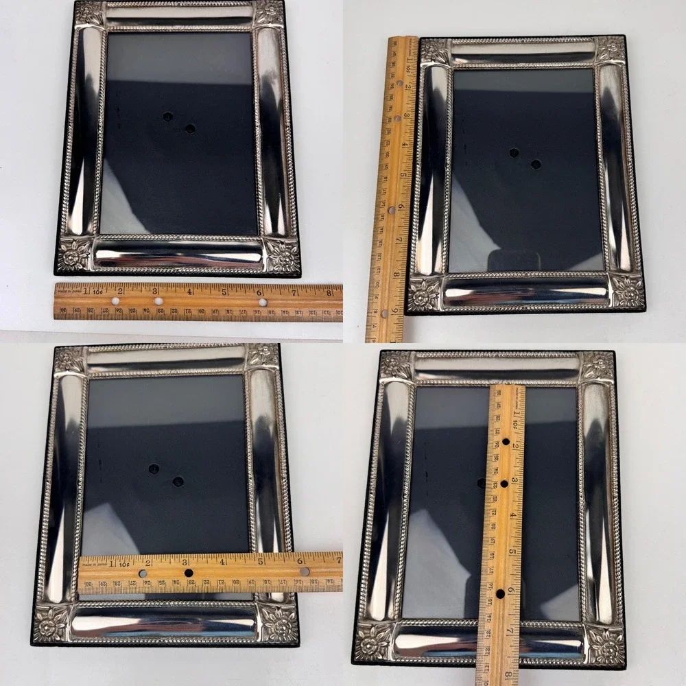 Vtg 5x7 Godinger Silver Plated Picture Frame Easel back Wall Floral Corners